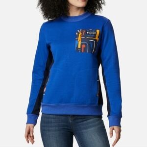 Columbia Women's Lodge Pullover Sweatshirt Crewneck Blue size Large runs small